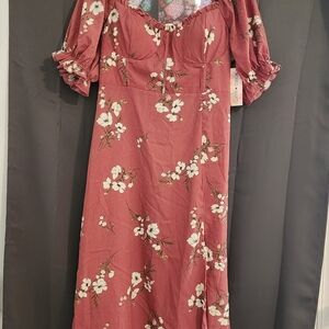 Floral Pink Off-Shoulder Dress